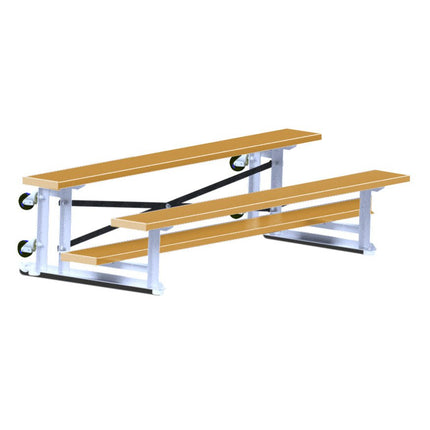 Jaypro Sports Bleacher - 7 - 1/2 ft. (2 Row - Single Foot Plank) - Tip & Roll (Powder Coated) BLCH-275TRGPC - Play and Sync