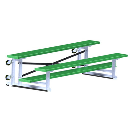 Jaypro Sports Bleacher - 7 - 1/2 ft. (2 Row - Single Foot Plank) - Tip & Roll (Powder Coated) BLCH-275TRGPC - Play and Sync