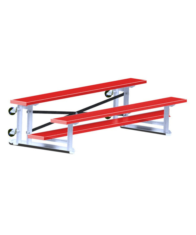 Jaypro Sports Bleacher - 7 - 1/2 ft. (2 Row - Single Foot Plank) - Tip & Roll (Powder Coated) BLCH-275TRGPC - Play and Sync