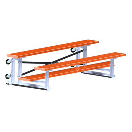 Jaypro Sports Bleacher - 7 - 1/2 ft. (2 Row - Single Foot Plank) - Tip & Roll (Powder Coated) BLCH-275TRGPC - Play and Sync