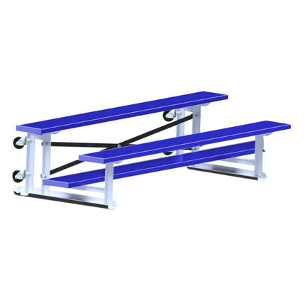 Jaypro Sports Bleacher - 7 - 1/2 ft. (2 Row - Single Foot Plank) - Tip & Roll (Powder Coated) BLCH-275TRGPC - Play and Sync