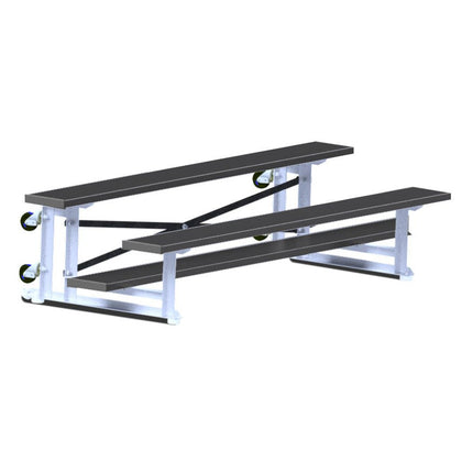 Jaypro Sports Bleacher - 7 - 1/2 ft. (2 Row - Single Foot Plank) - Tip & Roll (Powder Coated) BLCH-275TRGPC - Play and Sync
