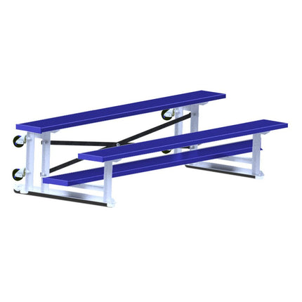 Jaypro Sports Bleacher - 7 - 1/2 ft. (2 Row - Single Foot Plank) - Tip & Roll (Powder Coated) BLCH-275TRGPC - Play and Sync