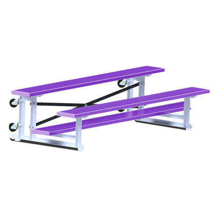 Jaypro Sports Bleacher - 7 - 1/2 ft. (2 Row - Single Foot Plank) - Tip & Roll (Powder Coated) BLCH-275TRGPC - Play and Sync
