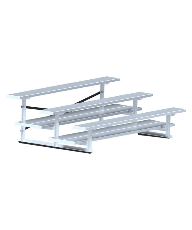 Jaypro Sports Bleacher - 7 - 1/2 ft. (3 Row - Double Foot Plank) - All Aluminum | BLDP - 375AL BLDP-375AL - Play and Sync