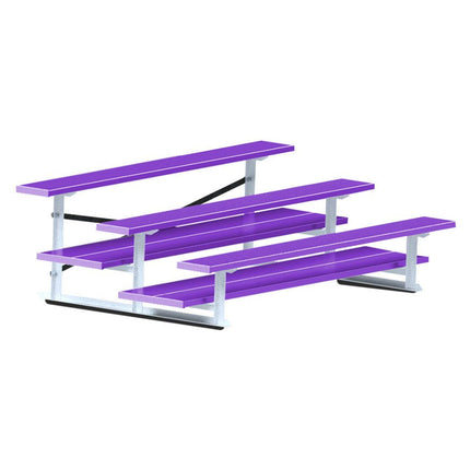 Jaypro Sports Bleacher - 7 - 1/2 ft. (3 Row - Double Foot Plank) - All Aluminum (Powder Coated) BLDP-375ALPC - Play and Sync