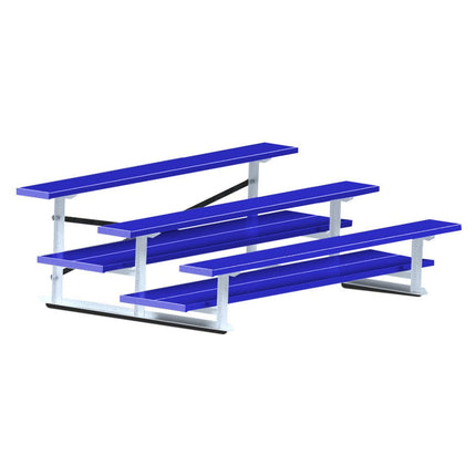 Jaypro Sports Bleacher - 7 - 1/2 ft. (3 Row - Double Foot Plank) - All Aluminum (Powder Coated) BLDP-375ALPC - Play and Sync