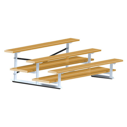 Jaypro Sports Bleacher - 7 - 1/2 ft. (3 Row - Double Foot Plank) - All Aluminum (Powder Coated) BLDP-375ALPC - Play and Sync