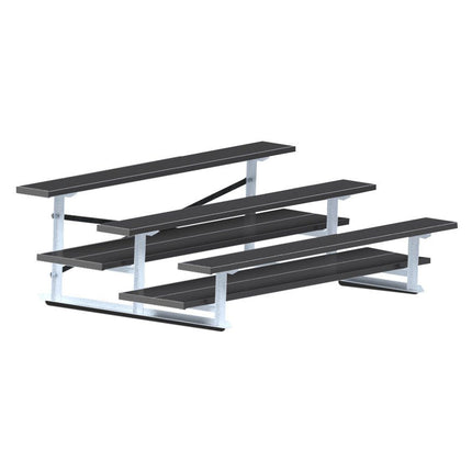 Jaypro Sports Bleacher - 7 - 1/2 ft. (3 Row - Double Foot Plank) - All Aluminum (Powder Coated) BLDP-375ALPC - Play and Sync
