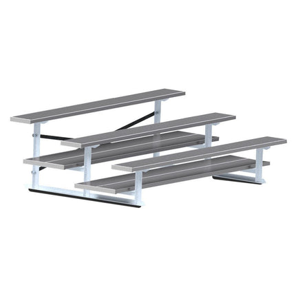 Jaypro Sports Bleacher - 7 - 1/2 ft. (3 Row - Double Foot Plank) - All Aluminum (Powder Coated) BLDP-375ALPC - Play and Sync