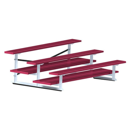 Jaypro Sports Bleacher - 7 - 1/2 ft. (3 Row - Double Foot Plank) - All Aluminum (Powder Coated) BLDP-375ALPC - Play and Sync