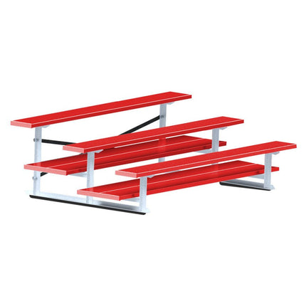 Jaypro Sports Bleacher - 7 - 1/2 ft. (3 Row - Double Foot Plank) - All Aluminum (Powder Coated) BLDP-375ALPC - Play and Sync