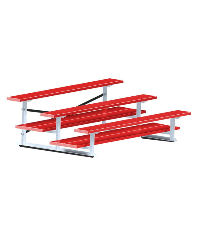 Jaypro Sports Bleacher - 7 - 1/2 ft. (3 Row - Double Foot Plank) - All Aluminum (Powder Coated) BLDP-375ALPC - Play and Sync