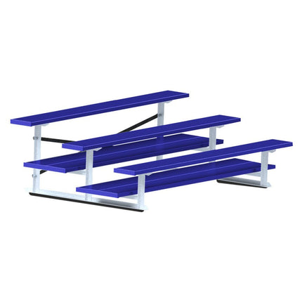 Jaypro Sports Bleacher - 7 - 1/2 ft. (3 Row - Double Foot Plank) - All Aluminum (Powder Coated) BLDP-375ALPC - Play and Sync