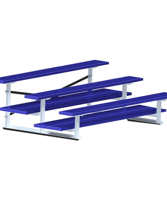 Jaypro Sports Bleacher - 7 - 1/2 ft. (3 Row - Double Foot Plank) - All Aluminum (Powder Coated) BLDP-375ALPC - Play and Sync