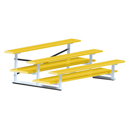 Jaypro Sports Bleacher - 7 - 1/2 ft. (3 Row - Double Foot Plank) - All Aluminum (Powder Coated) BLDP-375ALPC - Play and Sync