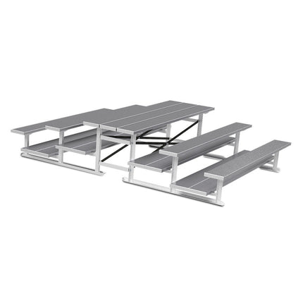Jaypro Sports Bleacher - 7 - 1/2 ft. (3 Row - Double Foot Plank) - Back - To - Back (Powder Coated) BTDP-375PC - Play and Sync