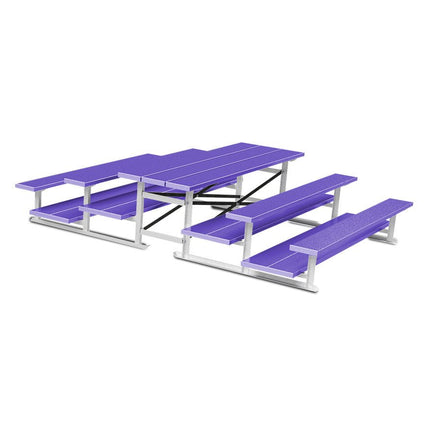 Jaypro Sports Bleacher - 7 - 1/2 ft. (3 Row - Double Foot Plank) - Back - To - Back (Powder Coated) BTDP-375PC - Play and Sync