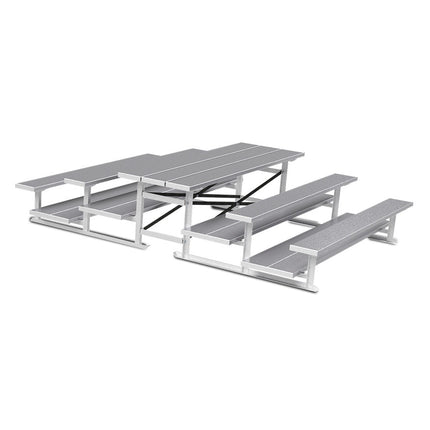 Jaypro Sports Bleacher - 7 - 1/2 ft. (3 Row - Double Foot Plank) - Back - To - Back (Powder Coated) BTDP-375PC - Play and Sync