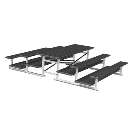 Jaypro Sports Bleacher - 7 - 1/2 ft. (3 Row - Double Foot Plank) - Back - To - Back (Powder Coated) BTDP-375PC - Play and Sync