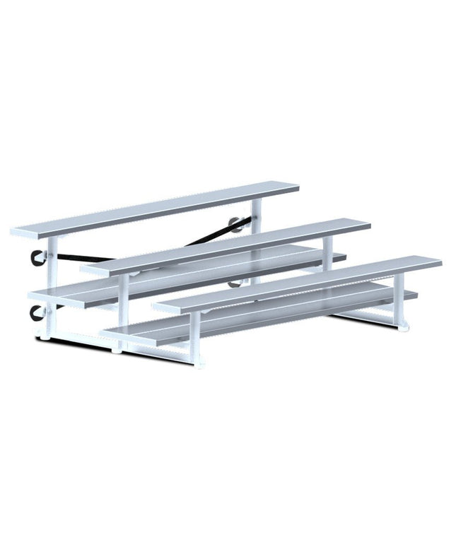 Jaypro Sports Bleacher - 7 - 1/2 ft. (3 Row - Double Foot Plank) - Tip & Roll | BLDP - 375TRG BLDP-375TRG - Play and Sync