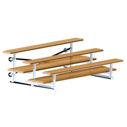 Jaypro Sports Bleacher - 7 - 1/2 ft. (3 Row - Double Foot Plank) - Tip & Roll (Powder Coated) BLDP-375TRGPC - Play and Sync