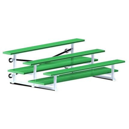 Jaypro Sports Bleacher - 7 - 1/2 ft. (3 Row - Double Foot Plank) - Tip & Roll (Powder Coated) BLDP-375TRGPC - Play and Sync