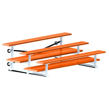 Jaypro Sports Bleacher - 7 - 1/2 ft. (3 Row - Double Foot Plank) - Tip & Roll (Powder Coated) BLDP-375TRGPC - Play and Sync