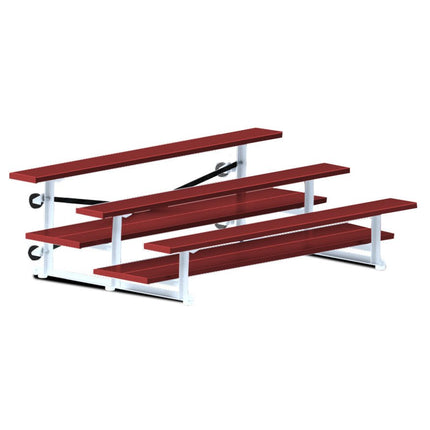 Jaypro Sports Bleacher - 7 - 1/2 ft. (3 Row - Double Foot Plank) - Tip & Roll (Powder Coated) BLDP-375TRGPC - Play and Sync