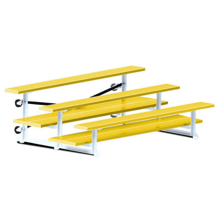 Jaypro Sports Bleacher - 7 - 1/2 ft. (3 Row - Double Foot Plank) - Tip & Roll (Powder Coated) BLDP-375TRGPC - Play and Sync
