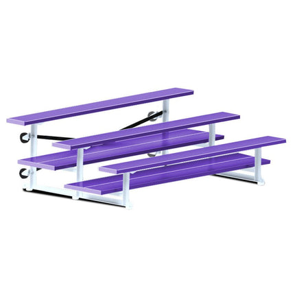 Jaypro Sports Bleacher - 7 - 1/2 ft. (3 Row - Double Foot Plank) - Tip & Roll (Powder Coated) BLDP-375TRGPC - Play and Sync
