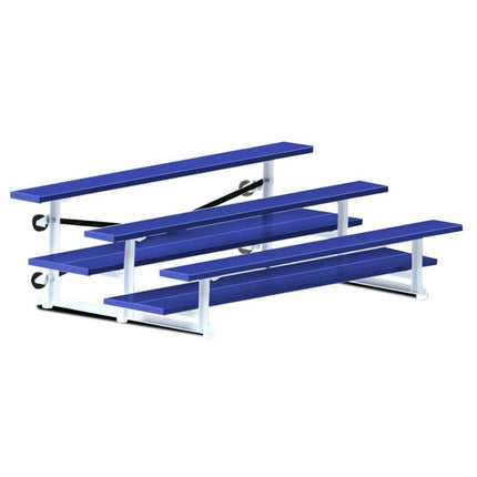 Jaypro Sports Bleacher - 7 - 1/2 ft. (3 Row - Double Foot Plank) - Tip & Roll (Powder Coated) BLDP-375TRGPC - Play and Sync