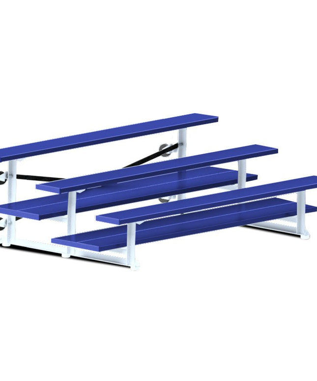 Jaypro Sports Bleacher - 7 - 1/2 ft. (3 Row - Double Foot Plank) - Tip & Roll (Powder Coated) BLDP-375TRGPC - Play and Sync