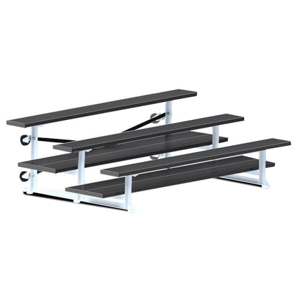 Jaypro Sports Bleacher - 7 - 1/2 ft. (3 Row - Double Foot Plank) - Tip & Roll (Powder Coated) BLDP-375TRGPC - Play and Sync
