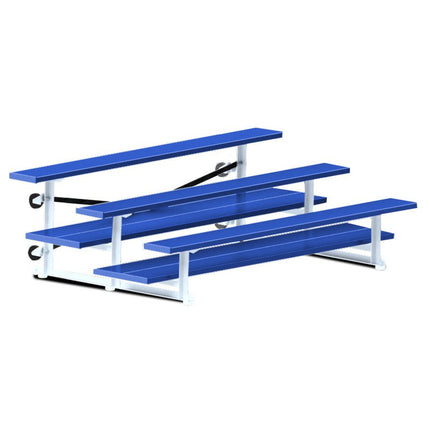 Jaypro Sports Bleacher - 7 - 1/2 ft. (3 Row - Double Foot Plank) - Tip & Roll (Powder Coated) BLDP-375TRGPC - Play and Sync
