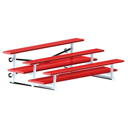 Jaypro Sports Bleacher - 7 - 1/2 ft. (3 Row - Double Foot Plank) - Tip & Roll (Powder Coated) BLDP-375TRGPC - Play and Sync
