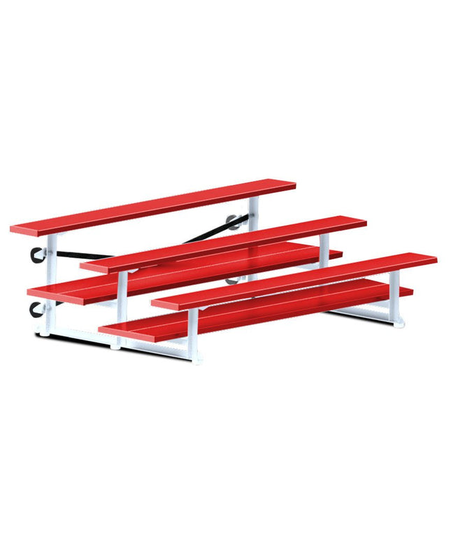 Jaypro Sports Bleacher - 7 - 1/2 ft. (3 Row - Double Foot Plank) - Tip & Roll (Powder Coated) BLDP-375TRGPC - Play and Sync