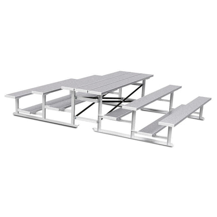 Jaypro Sports Bleacher - 7 - 1/2 ft. (3 Row - Single Foot Plank) - Back - To - Back (Powder Coated) BTBB-375PC - Play and Sync