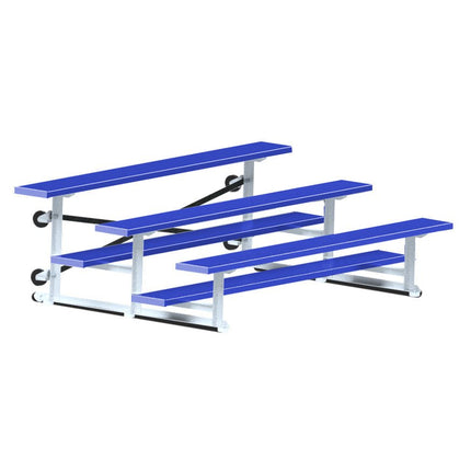 Jaypro Sports Bleacher - 7 - 1/2 ft. (3 Row - Single Foot Plank) - Tip & Roll (Powder Coated) BLCH-375TRGPC - Play and Sync