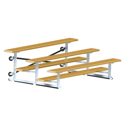 Jaypro Sports Bleacher - 7 - 1/2 ft. (3 Row - Single Foot Plank) - Tip & Roll (Powder Coated) BLCH-375TRGPC - Play and Sync
