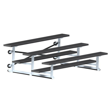 Jaypro Sports Bleacher - 7 - 1/2 ft. (3 Row - Single Foot Plank) - Tip & Roll (Powder Coated) BLCH-375TRGPC - Play and Sync