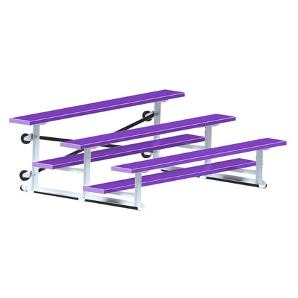 Jaypro Sports Bleacher - 7 - 1/2 ft. (3 Row - Single Foot Plank) - Tip & Roll (Powder Coated) BLCH-375TRGPC - Play and Sync