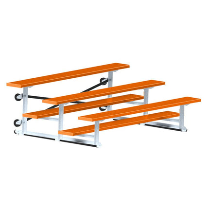 Jaypro Sports Bleacher - 7 - 1/2 ft. (3 Row - Single Foot Plank) - Tip & Roll (Powder Coated) BLCH-375TRGPC - Play and Sync