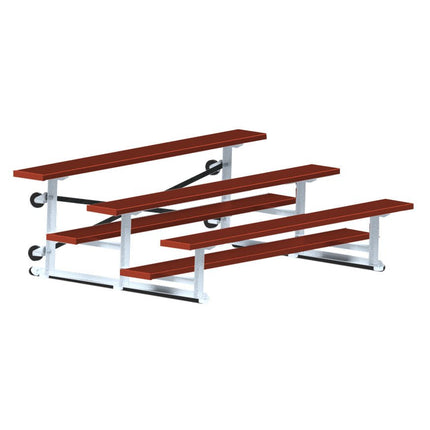 Jaypro Sports Bleacher - 7 - 1/2 ft. (3 Row - Single Foot Plank) - Tip & Roll (Powder Coated) BLCH-375TRGPC - Play and Sync