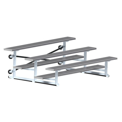 Jaypro Sports Bleacher - 7 - 1/2 ft. (3 Row - Single Foot Plank) - Tip & Roll (Powder Coated) BLCH-375TRGPC - Play and Sync