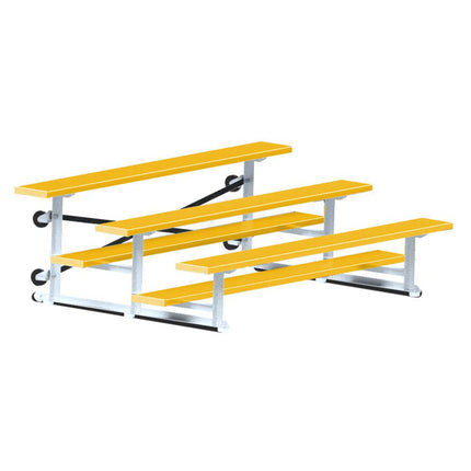 Jaypro Sports Bleacher - 7 - 1/2 ft. (3 Row - Single Foot Plank) - Tip & Roll (Powder Coated) BLCH-375TRGPC - Play and Sync