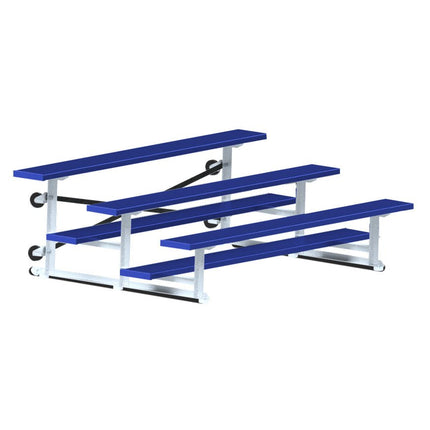 Jaypro Sports Bleacher - 7 - 1/2 ft. (3 Row - Single Foot Plank) - Tip & Roll (Powder Coated) BLCH-375TRGPC - Play and Sync