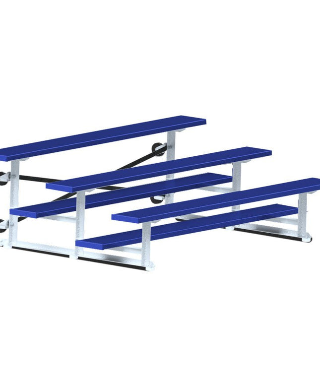 Jaypro Sports Bleacher - 7 - 1/2 ft. (3 Row - Single Foot Plank) - Tip & Roll (Powder Coated) BLCH-375TRGPC - Play and Sync