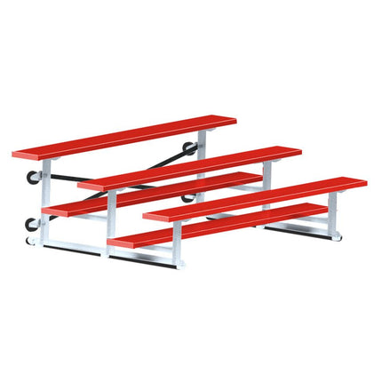 Jaypro Sports Bleacher - 7 - 1/2 ft. (3 Row - Single Foot Plank) - Tip & Roll (Powder Coated) BLCH-375TRGPC - Play and Sync