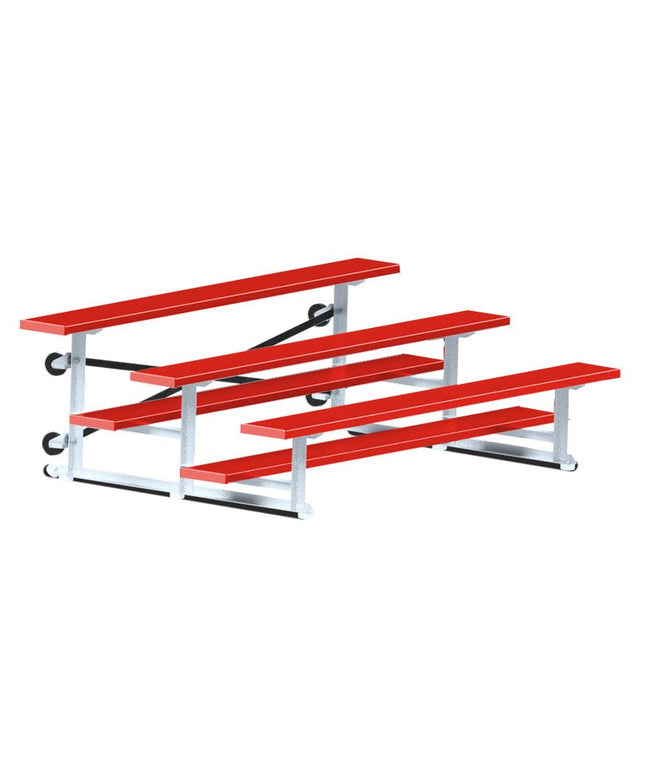 Jaypro Sports Bleacher - 7 - 1/2 ft. (3 Row - Single Foot Plank) - Tip & Roll (Powder Coated) BLCH-375TRGPC - Play and Sync